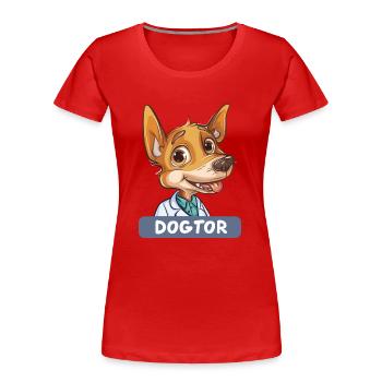 Dessin animé Chihuahua Médecin avec un sourire mignon - T-shirt bio Premium Femme - rouge - Devant - Mia (176cm)