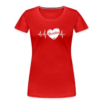 Dresden Herzschlag Liebe Herz Stadt Illlustration - Frauen Premium Bio T-Shirt - Rot - Vorne - Mia (176cm)