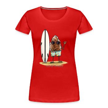 Silex am Strand - Frauen Premium Bio T-Shirt - Rot - Vorne - Mia (176cm)