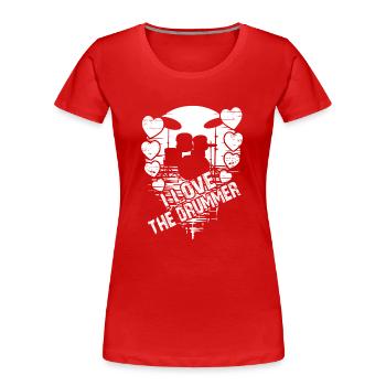J’adore le batteur - j’adore la batterie - T-shirt bio Premium Femme - rouge - Devant - Mia (176cm)