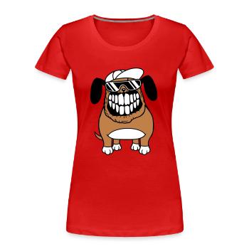 chien monstre méchant dangereux dents sourire sourire - T-shirt bio Premium Femme - rouge - Devant - Mia (176cm)