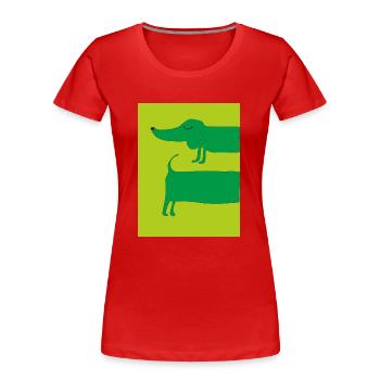 dackelhund gruen - Frauen Premium Bio T-Shirt - Rot - Vorne - Mia (176cm)