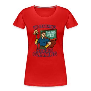 ein Lernen ohne Sauberkeit – Superheld - Frauen Premium Bio T-Shirt - Rot - Vorne - Mia (176cm)