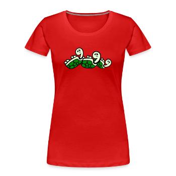 3 Schildkröten Rücken umgekippt liegend traurig - Frauen Premium Bio T-Shirt - Rot - Vorne - Mia (176cm)