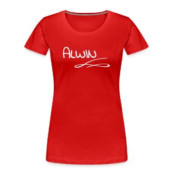 Cadeau pour Alwin - T-shirt bio Premium Femme - rouge - Devant - Mia (176cm)