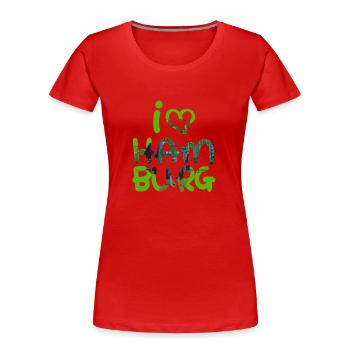 Ich liebe Hamburg - Frauen Premium Bio T-Shirt - Rot - Vorne - Mia (176cm)