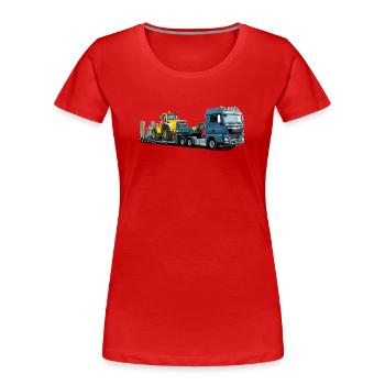Low-loader with excavator - Women's Premium Organic T-Shirt - red - Front - Mia (176cm)