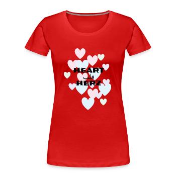 I love clothes / Hearts - Frauen Premium Bio T-Shirt - Rot - Vorne - Mia (176cm)
