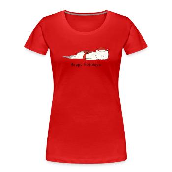 Drôle de chat Noël - T-shirt bio Premium Femme - rouge - Devant - Mia (176cm)