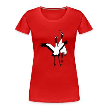 Kraniche - Frauen Premium Bio T-Shirt - Rot - Vorne - Mia (176cm)