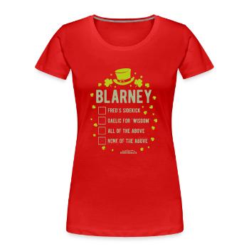 St. Patrick's Day T Shirt Blarney Pub Quiz - Frauen Premium Bio T-Shirt - Rot - Vorne - Mia (176cm)
