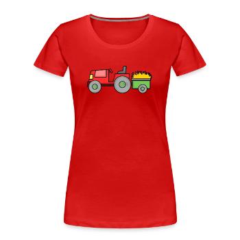 Tractor with trailer - Women's Premium Organic T-Shirt - red - Front - Mia (176cm)