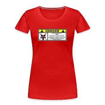 Aufkleber - Frauen Premium Bio T-Shirt - Rot - Vorne - Mia (176cm)
