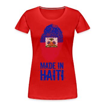 Made In Haiti / Ayiti / Haïti - Frauen Premium Bio T-Shirt - Rot - Vorne - Mia (176cm)