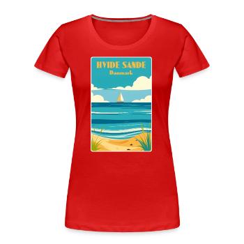 Hvide Sande, Danemark - T-shirt bio Premium Femme - rouge - Devant - Mia (176cm)
