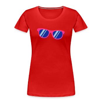Pink Blaue Sonnenbrille Pop Art Retro - Frauen Premium Bio T-Shirt - Rot - Vorne - Mia (176cm)