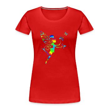 Rainbow fairy, butterfly, magic, pixie, elves, DD - Women's Premium Organic T-Shirt - red - Front - Mia (176cm)