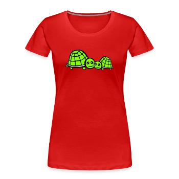 2 Tortues Maman Papa Enfant Famille Amour Mignon - T-shirt bio Premium Femme - rouge - Devant - Mia (176cm)