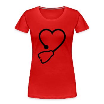 Stethoskop - Frauen Premium Bio T-Shirt - Rot - Vorne - Mia (176cm)