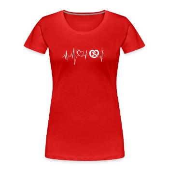bakery heartbeat symbol Bäcker Brezel puls ekg - Frauen Premium Bio T-Shirt - Rot - Vorne - Mia (176cm)