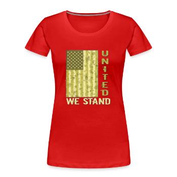Amerikanische Flagge in Camouflage Patriotismus Homeland - Frauen Premium Bio T-Shirt - Rot - Vorne - Mia (176cm)