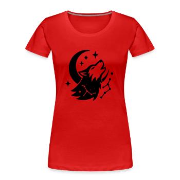 Moon Wolf with Constellation - Women's Premium Organic T-Shirt - red - Front - Mia (176cm)