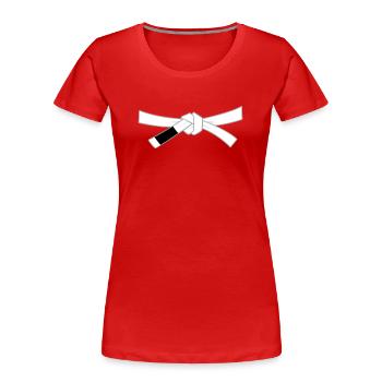 Ceinture blanche - Ceinture blanche - T-shirt bio Premium Femme - rouge - Devant - Mia (176cm)
