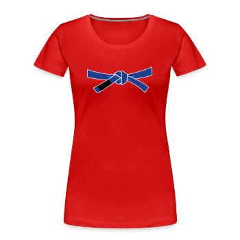 Ceinture bleue - Ceinture bleue - T-shirt bio Premium Femme - rouge - Devant - Mia (176cm)