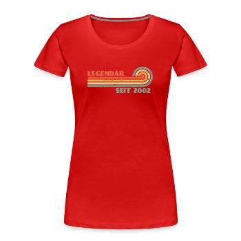 Legendär seit 2002 Retro Regenbogen - Frauen Premium Bio T-Shirt - Rot - Vorne - Mia (176cm)