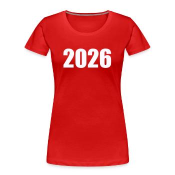 2026 - T-shirt bio Premium Femme - rouge - Devant - Mia (176cm)