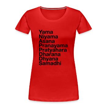 Die acht Glieder des Yoga - Frauen Premium Bio T-Shirt - Rot - Vorne - Mia (176cm)