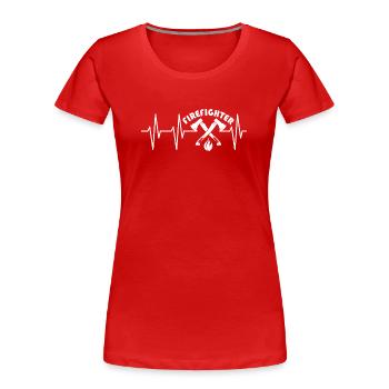 logo de pompier symbole de pompier héros de battement de cœur - T-shirt bio Premium Femme - rouge - Devant - Mia (176cm)
