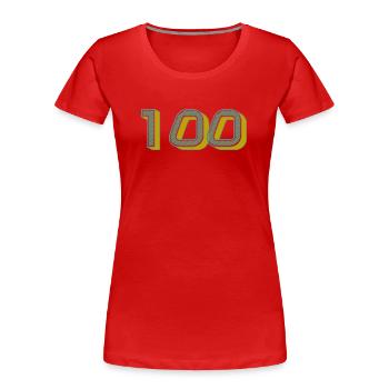 100. 100 YEARS. 100th ANNIVERSARY. BIRTHDAY 100 - Women's Premium Organic T-Shirt - red - Front - Mia (176cm)