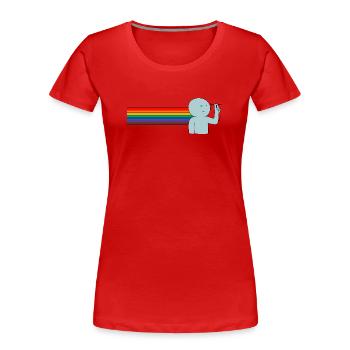 Fléchettes et Vibrations arc-en-ciel - T-shirt bio Premium Femme - rouge - Devant - Mia (176cm)