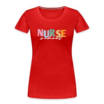 retro krankenschwester schule  - Frauen Premium Bio T-Shirt - Rot - Vorne - Mia (176cm)