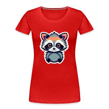 Waschbär Illustration - Frauen Premium Bio T-Shirt - Rot - Vorne - Mia (176cm)