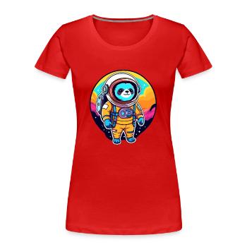 Illustration d’astronaute paresseux - T-shirt bio Premium Femme - rouge - Devant - Mia (176cm)