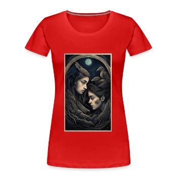 Spirituelle lesbische Liebe in der Natur - Frauen Premium Bio T-Shirt - Rot - Vorne - Mia (176cm)