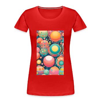 Sanfte Kreisgeometrie - Frauen Premium Bio T-Shirt - Rot - Vorne - Mia (176cm)