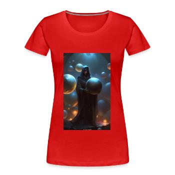 Sorcière des sphères et des orbes - T-shirt bio Premium Femme - rouge - Devant - Mia (176cm)