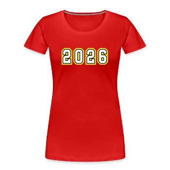 2026 Jahr - Frauen Premium Bio T-Shirt - Rot - Vorne - Mia (176cm)