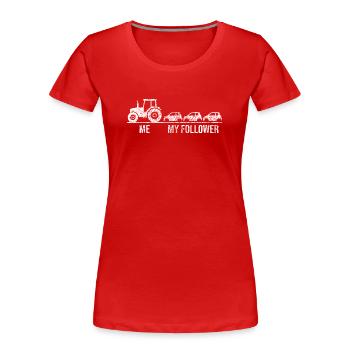 Tractor Pulls Car Chain - Women's Premium Organic T-Shirt - red - Front - Mia (176cm)