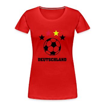 4 Sterne Weltmeister Deutschland 2014 - Frauen Premium Bio T-Shirt - Rot - Vorne - Mia (176cm)