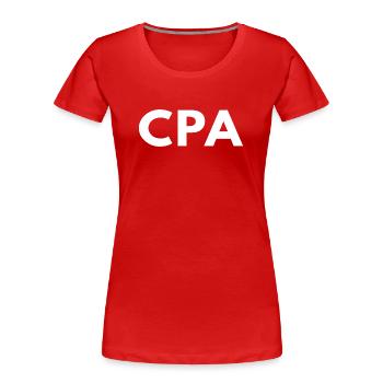 Expert-comptable agréé en finance - T-shirt bio Premium Femme - rouge - Devant - Mia (176cm)