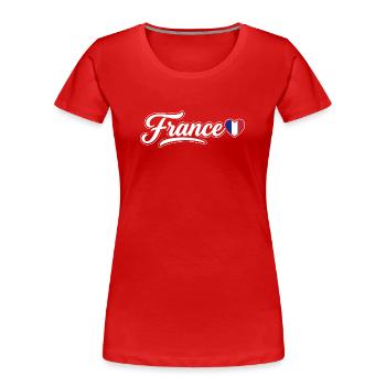 Frankreich-Drehbuch mit Flaggenherz-Fan Patriotisch - Frauen Premium Bio T-Shirt - Rot - Vorne - Mia (176cm)