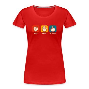 Sarcastic Stone Paper Shot Funny Sar - Women's Premium Organic T-Shirt - red - Front - Mia (176cm)