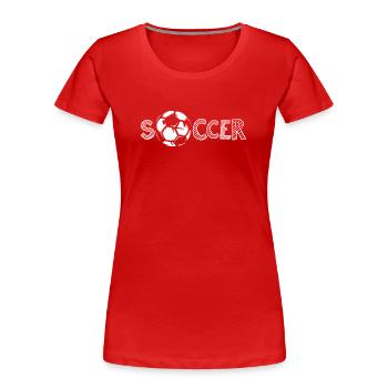 soccer Fußball Symbol icon Skizze Schrift Logo - Frauen Premium Bio T-Shirt - Rot - Vorne - Mia (176cm)
