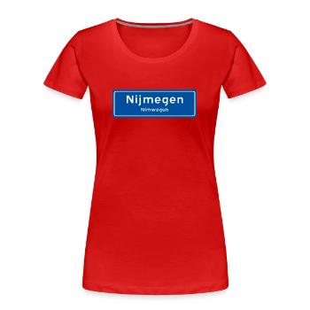 Nijmegen Ortsschild - Frauen Premium Bio T-Shirt - Rot - Vorne - Mia (176cm)