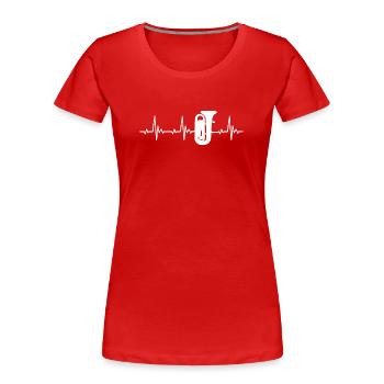 Tuba Heartbeat mit Tubaspieler Herzschlag - Frauen Premium Bio T-Shirt - Rot - Vorne - Mia (176cm)