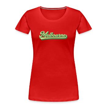 Melbourne Retro Schriftzug - Frauen Premium Bio T-Shirt - Rot - Vorne - Mia (176cm)